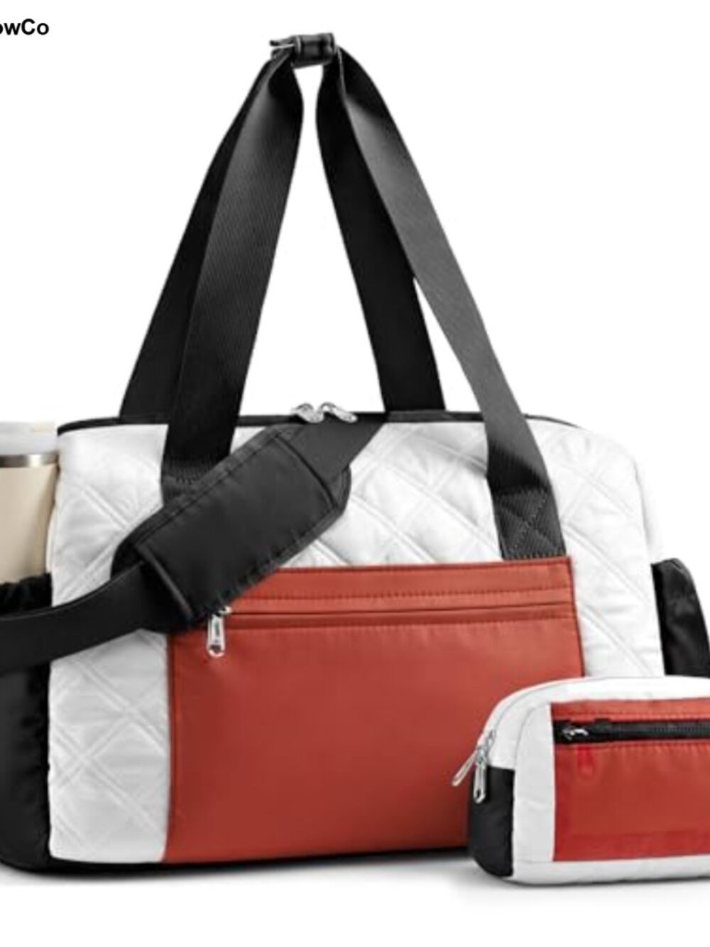 Quilted Puffer Gym Bag for Women, Lightweight Travel Duffel with Wet Pocket